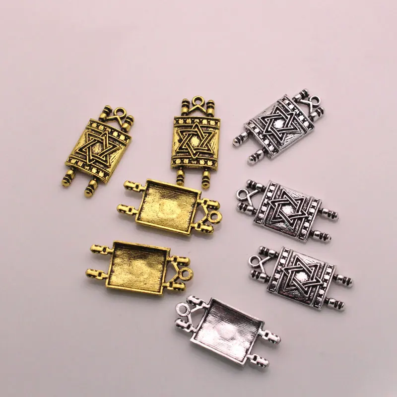 Sefer torah scroll star of David jewish charm 4 pcs/lot