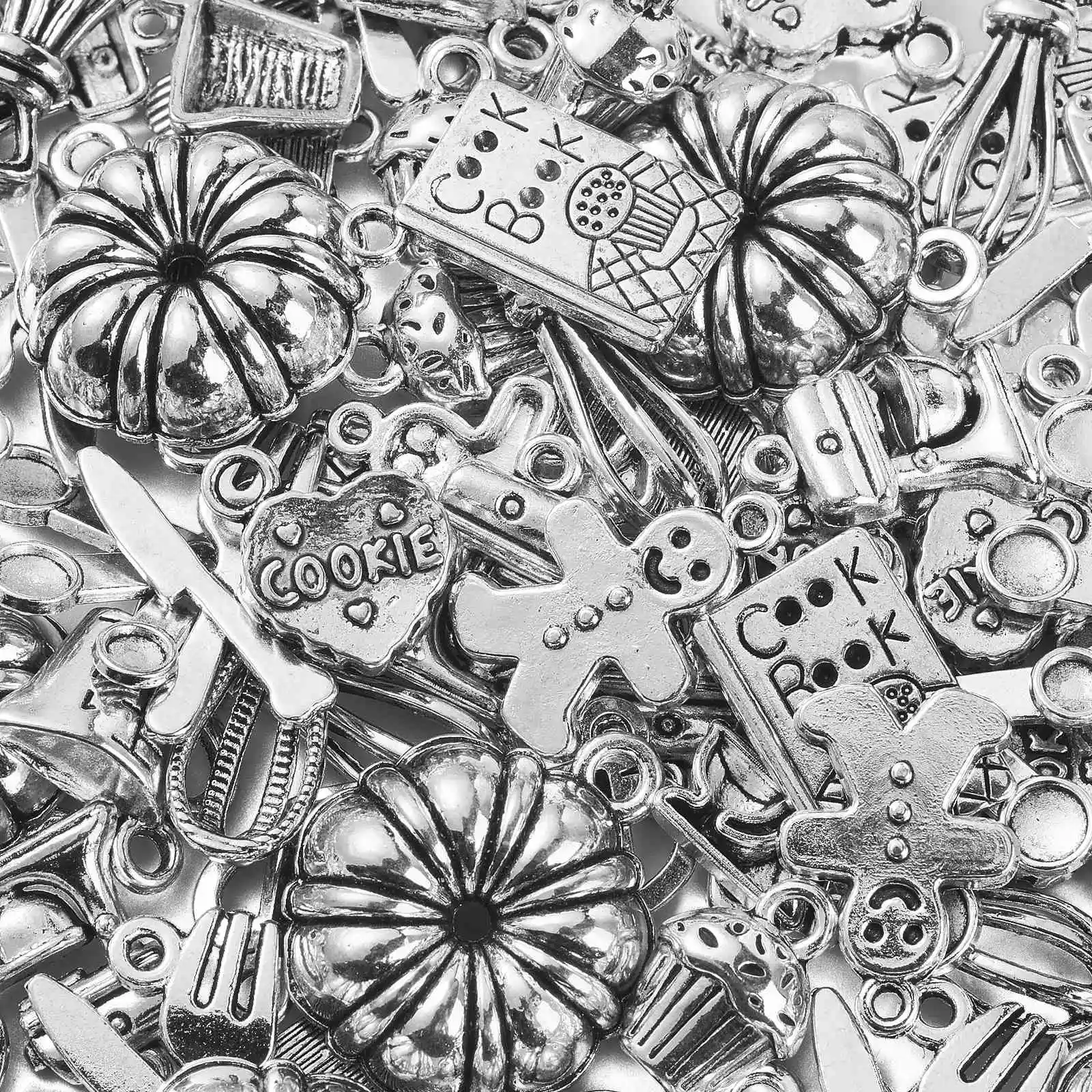 PandaHall 100 Stück 10 Stile Tibetische Back-Charms Küchenutensilien Kochbuch Messbecher Kuchen Keks Charms für Schmuckherstellung ﻿ – Detail 5