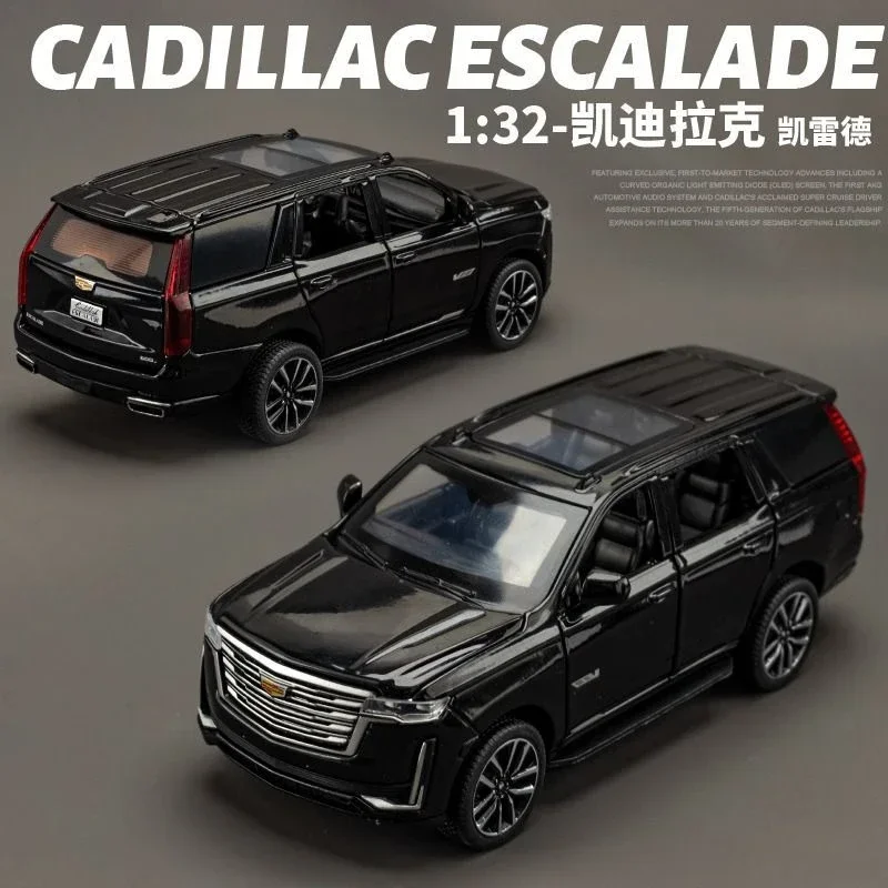 Cadillac Escalade-coche todoterreno de aleación de Metal fundido a presión, modelo de coche, luz de sonido, colección de juguetes, exhibición, adornos decorativos, A820, 1:32