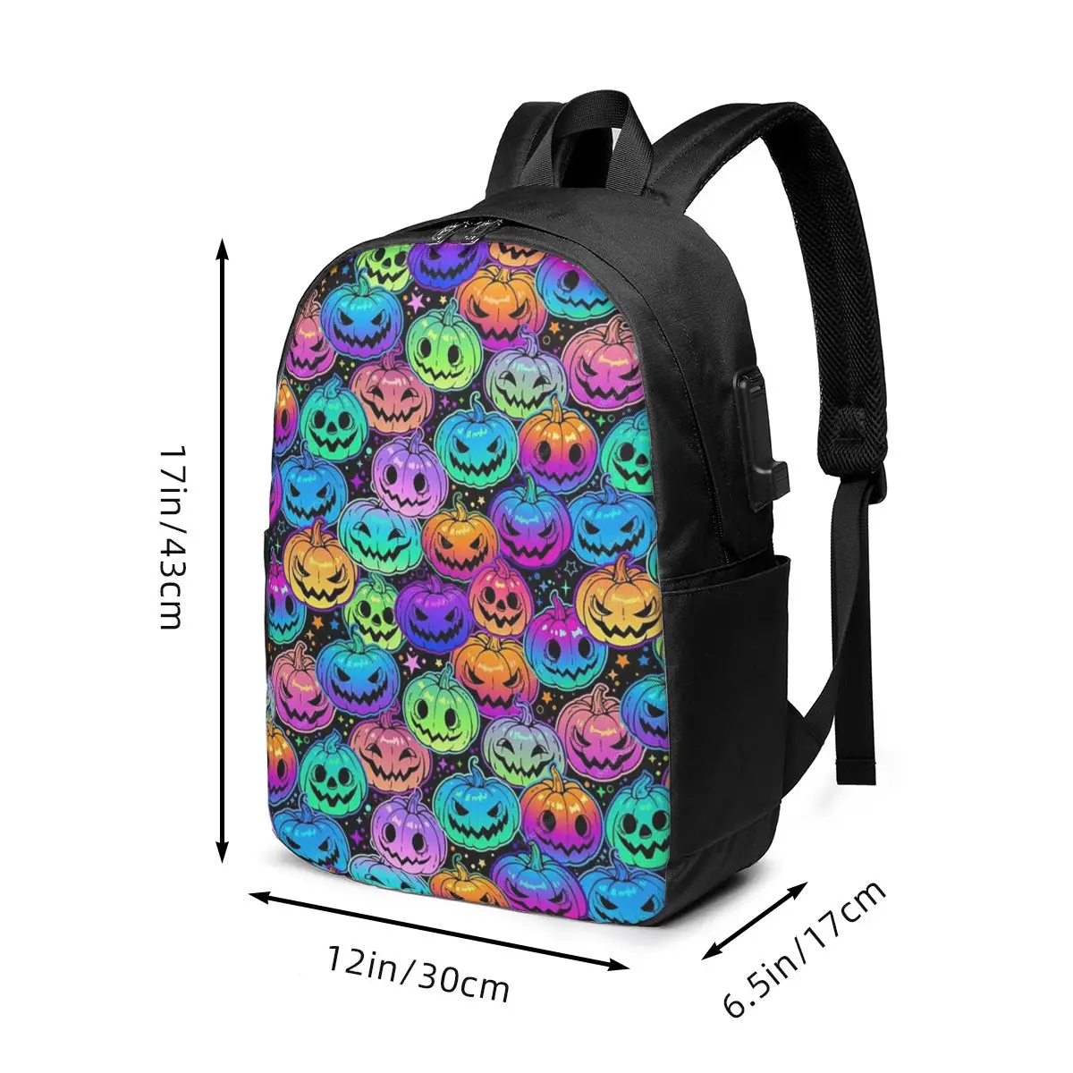 Vibrant Halloween Pumpkin Colorful Backpack Travel Notebook Bag Computer College Student School Bag Laptop Shoulder Bags