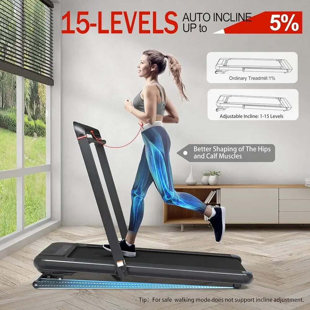 3-in-1 Foldable Treadmill with Auto Incline, 18 Wide Belt, Under-Desk Walking Pad, Remote, Speaker, 265 lbs Capacity view 3