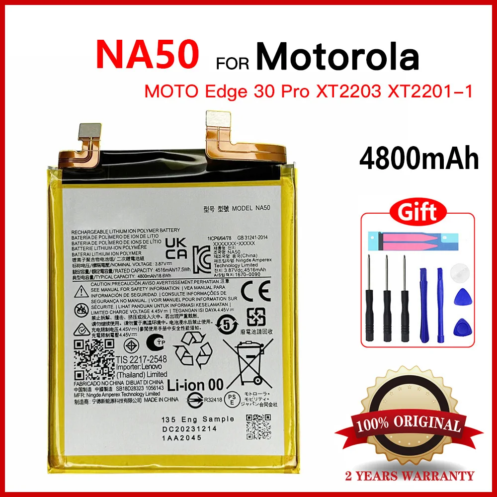 Genuine High Quality Battery NA50 For Moto Edge 30 Pro 5G Motorola Batterie 4800mAh Battery SB18D28323 XT2201 P50 +Tools