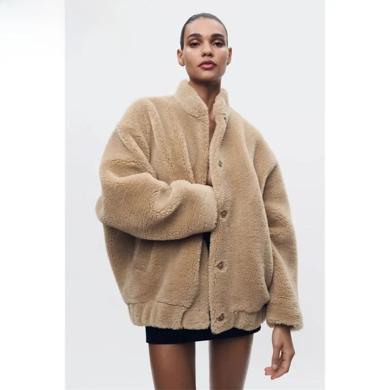 

Fall Winter New Women's Faionable Fce Pilot Jaet Outerwear Versatile 4360243 78 Stand Collar Loose Fit Regular Length