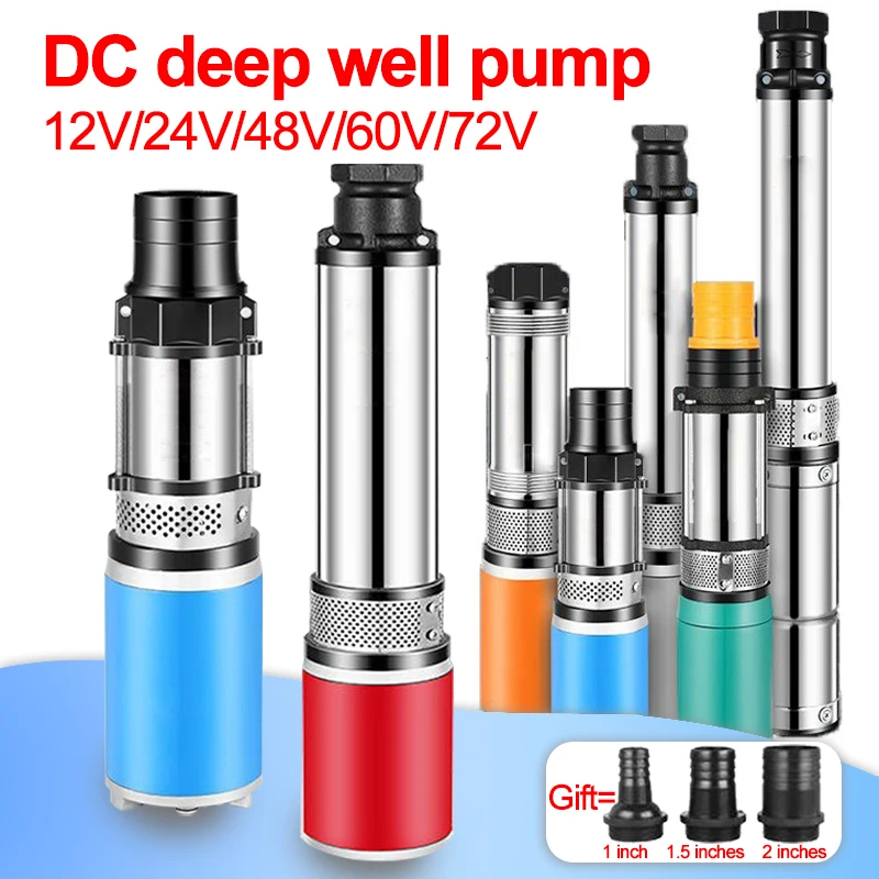 DC 12V/24V/48V/60V/72V Portable Deep Well Pump, Suitable for Submersible Pumps for Farmland Irrigation and Garden Watering