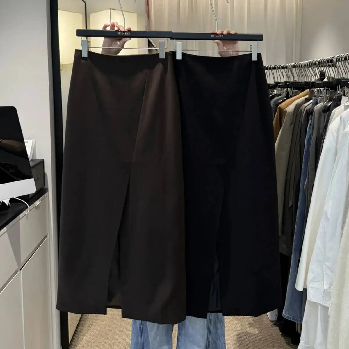 KWTX 2025 Nieuwe ronde hals jas en splitrok tweedelige set casual elegante ontwerper retro chic effen kleur lente herfst outfit