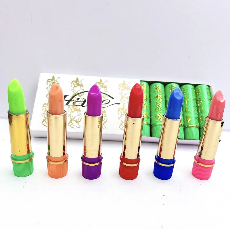 6PCS/BOX Magic Color Changing Lip Balm Set Long Lasting Butterfly Lip Liner Waterproof Sexy Velvet Lipstick for Lip Care Makeup