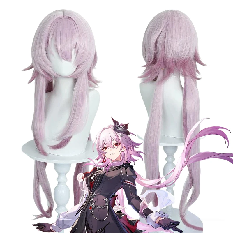 Juego Honkai Star Rail 7 de marzo Cosplay peluca mujer Lolita Rosa púrpura gradiente pelo largo resistente al calor peluca sintética Halloween