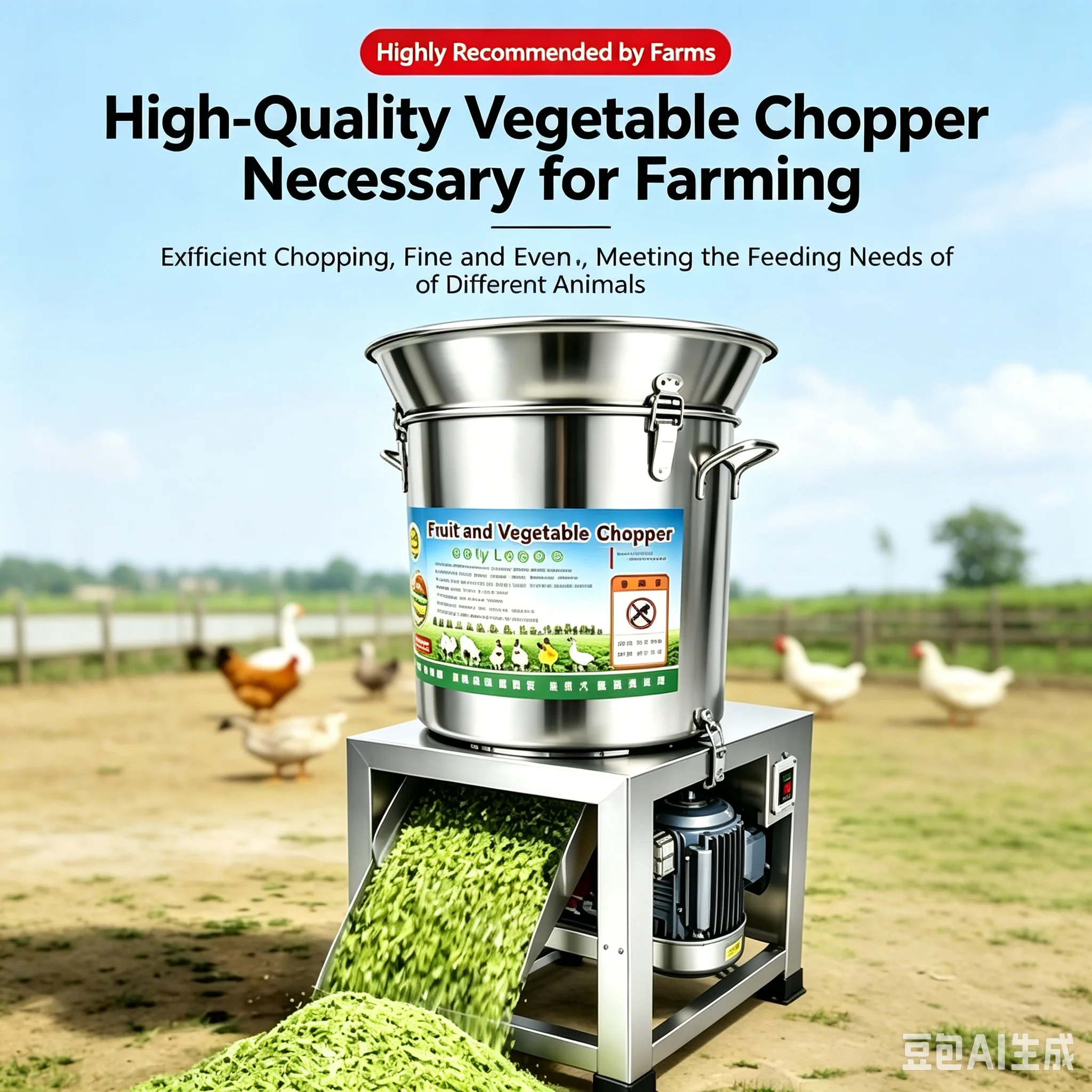 Stainless Steel Vegetable Chopper Small Bucket Type Shredding Cutting Machine For Home Poultry Feeding Chicken Duck Goose Grass