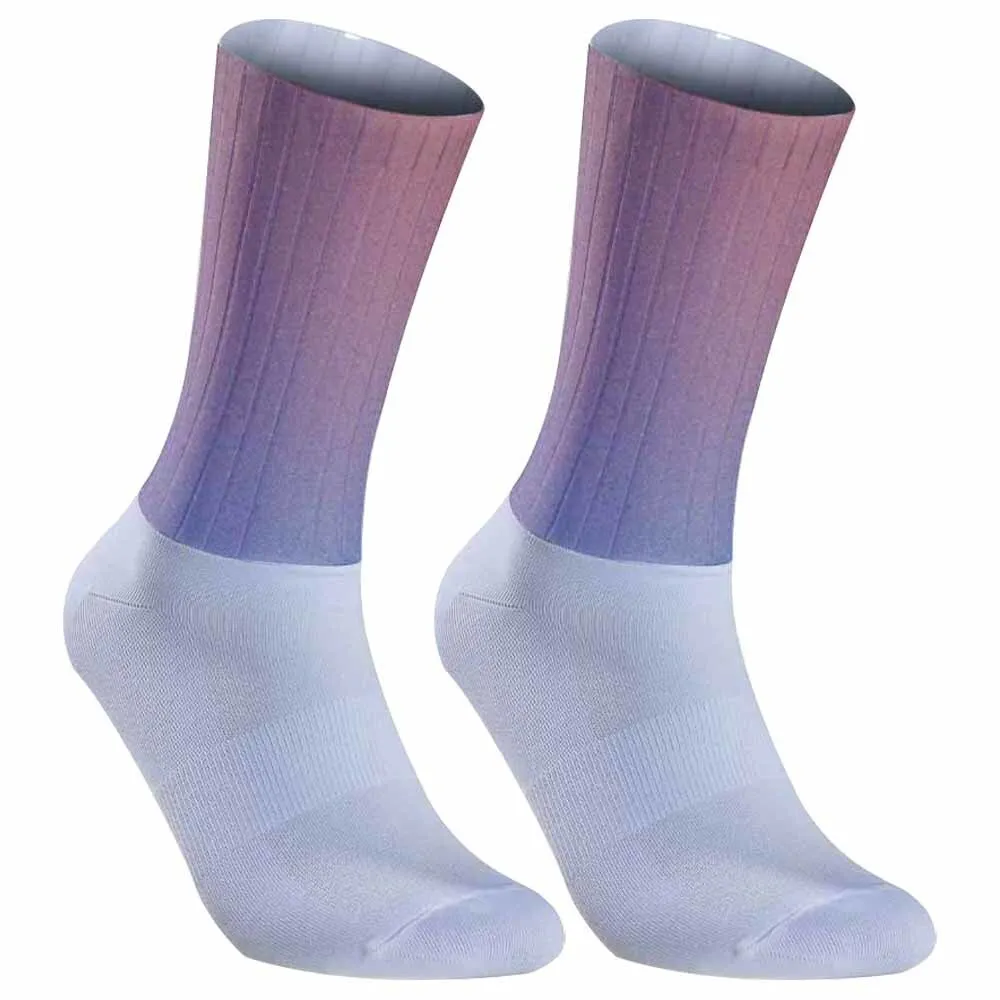 2024 New Professional Compression Cycling Socks Blue Purple patterned socks Breathable Road Bicycle Socks