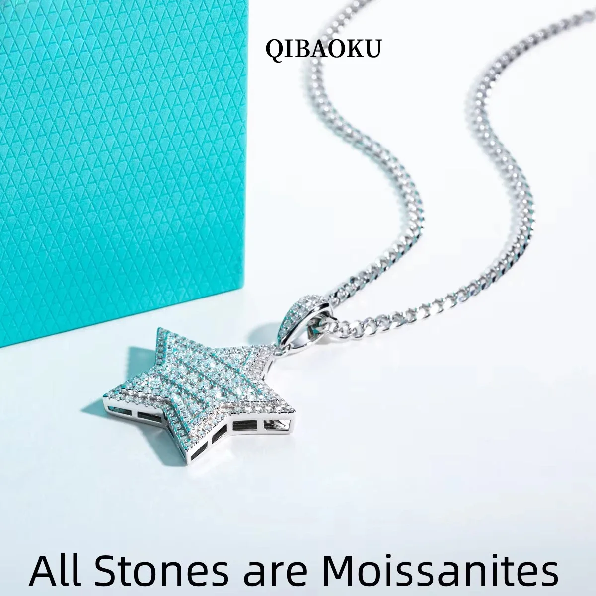 FCGJHW Moissanite Rock Star Pendant Hip Hop Necklace S925 Sterling Silver Chain 60 CM Dope Gifts for Men Statement Jewelry 2026