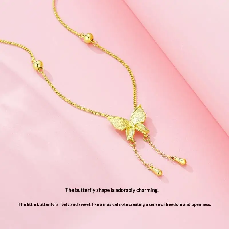 1 Stück vergoldete Schmetterlings-Anhänger-Halskette mit verstellbarer Kette, zierliche Anhänger, Geschenke für Frauen zum täglichen Tragen – Detail 10
