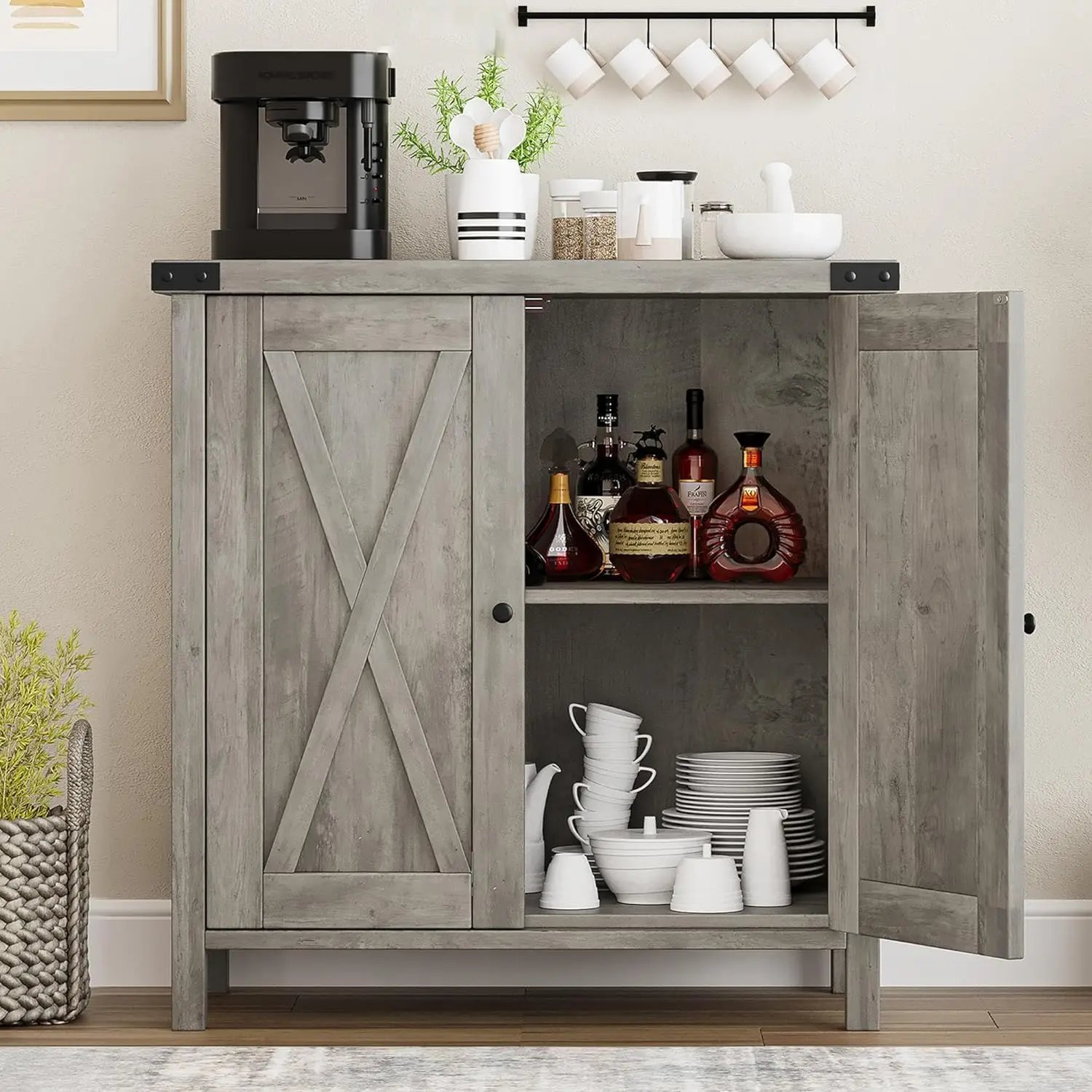 

Buffet Cabinet Farmhouse Sideboard Small Storage Cabinet with Doors and Shelves Entryway Cabinet for Living Room Dining Room