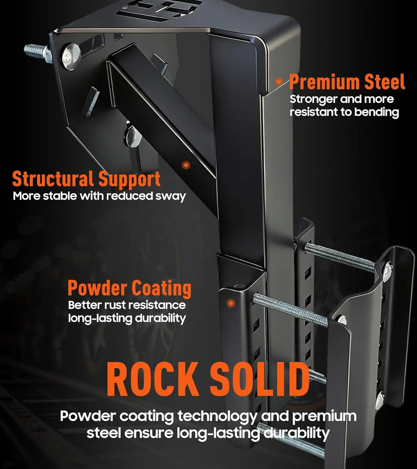 Heavy Duty Spare Tire Mount with 3-Nut Design, 300lb Capacity, Fits Multiple Lug Patterns