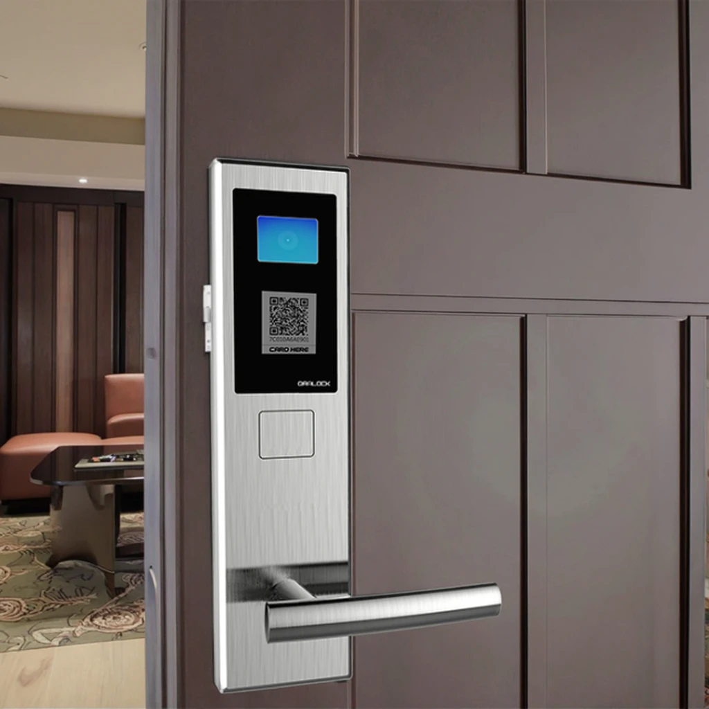 Porta mobile lucida per app con serratura per hotel in acciaio inossidabile certificata CE e FCC con scanner QR Code per hotel