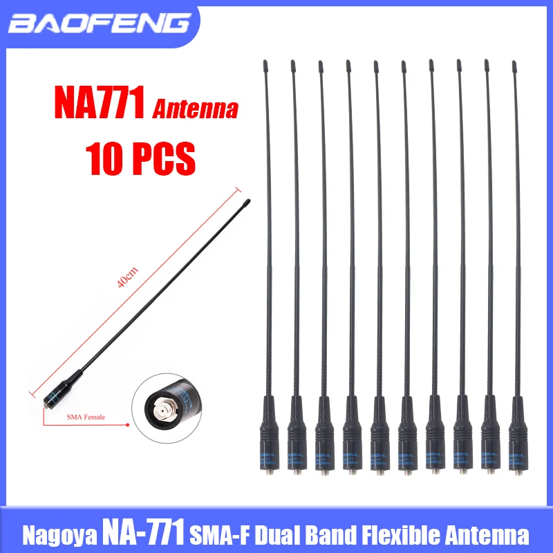 10PCS Nagoya NA-771 SMA Female Walkie-Talkie Antenna VHF/UHF 144/430MHz Dual Band Flexible Antenna For UV-5R UV-82 AR-F8 BF-888S