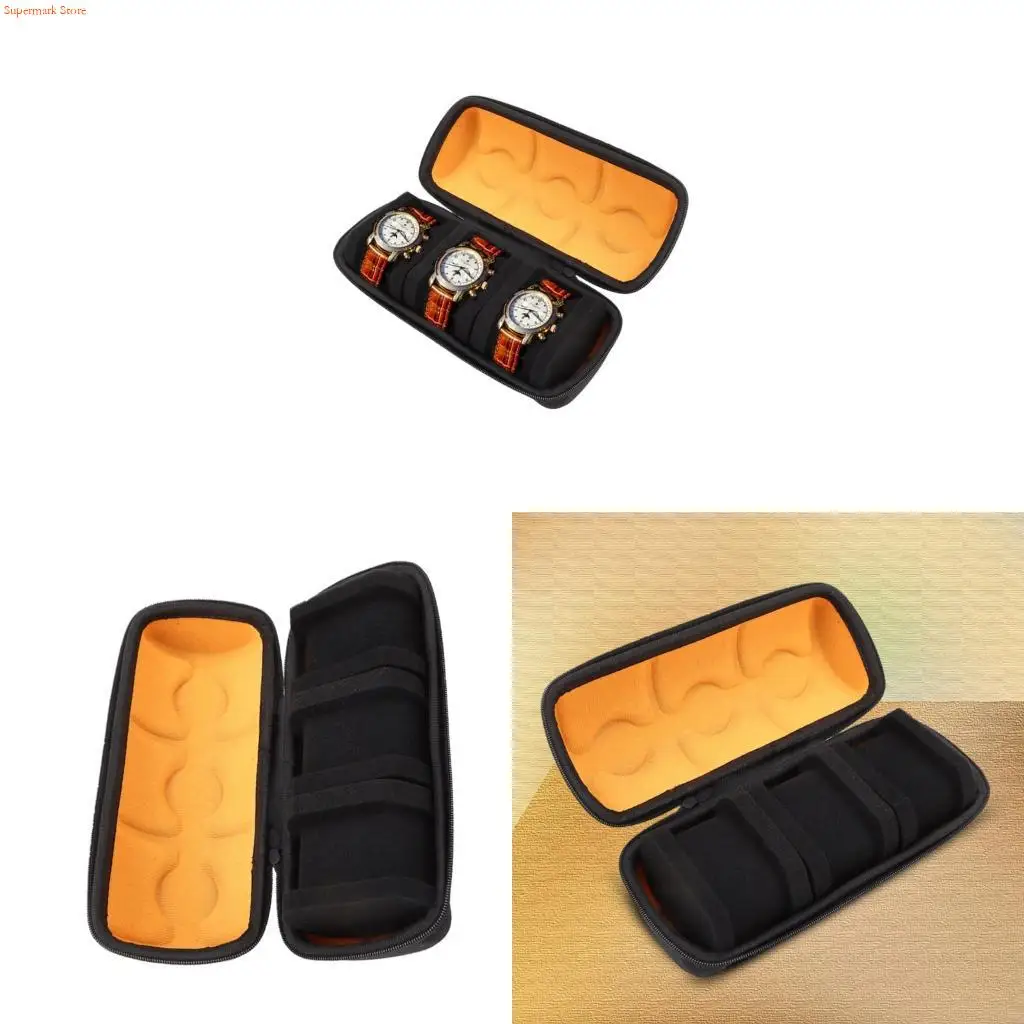 Q5WE 3 Slot Jewelry Watch Travel Case Organizers Coin Bag Wristwatch Box Waterproof Portable Storage Box Shockproof Pouches