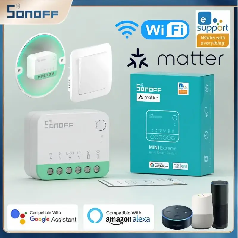 SONOFF MINIR4M Matter Extreme Wi-Fi Smart Switch Compatible Detach Upgraded Relay Chip For Samrt Home Work With Alexa IFTTT