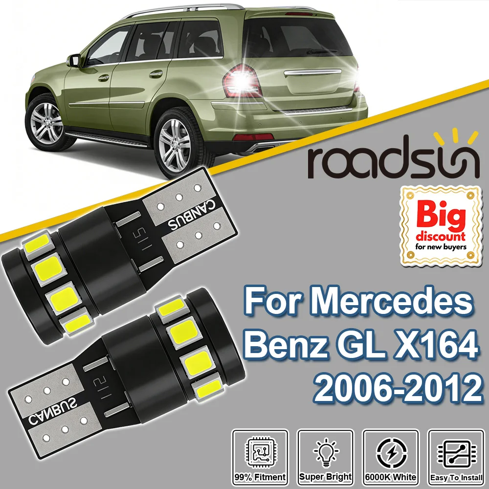 

Roadsun 2PCS Canbus Upgrade LED License Plate Light Ultra Lamp Bulb For Mercedes Benz GL X164 2006 2007 2008 2009 2010 2011 2012