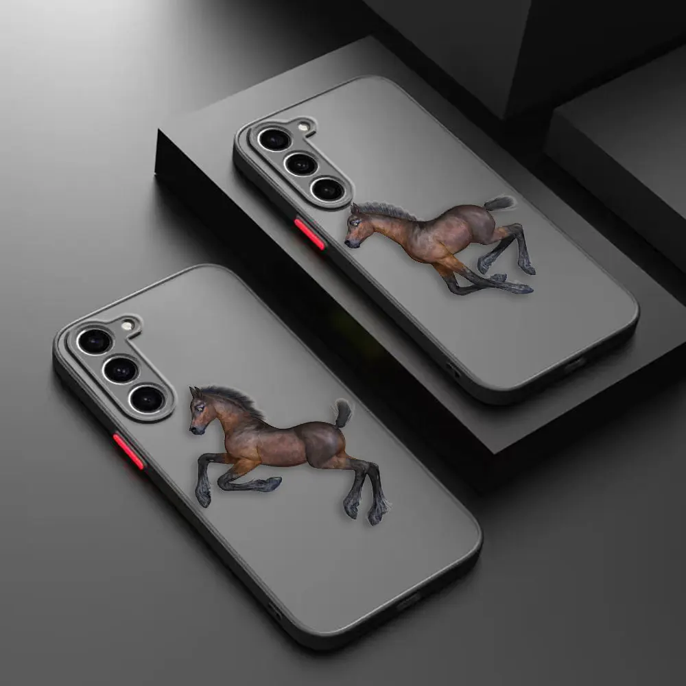 Shen Jun's Pony Horse Matte Phone Case for Samsung Galaxy S23 S22 S21 S20 S10 4G S9 S8 Plus ULTRA 5G LITE Case Funda Coque Shell