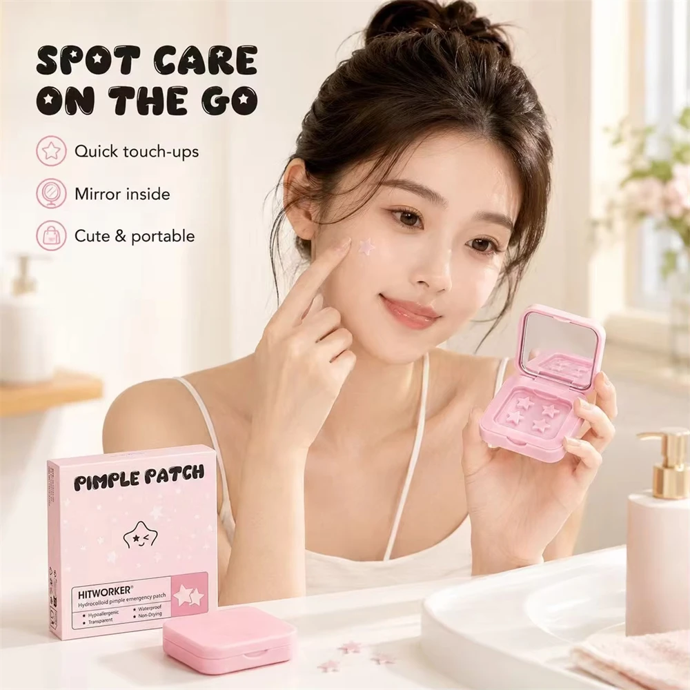Star Water Gel Pimple Concealer Patches, Fashionable Makeup Essential, Independent Packaging with Mirror, Portable, 60 Patches