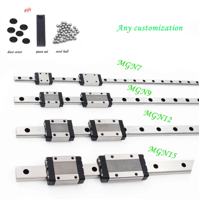 MGN9 MGN12 MGN15 MGN7 Miniature Linear Rail Slide 1 Linear Rail Guide +1 MGN Carriage Miniature Linear Rail Slide CNC X Y Z Axis