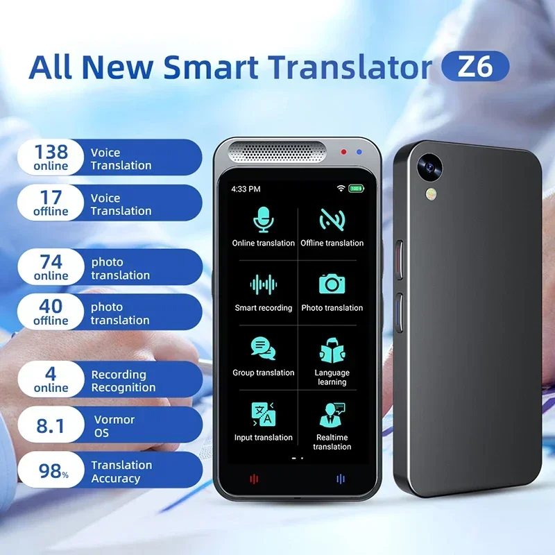 New Arrival Ai Intelligent Voice Translator 138 Languages Simultaneous Translation 4.1 Inch Photo Translation
