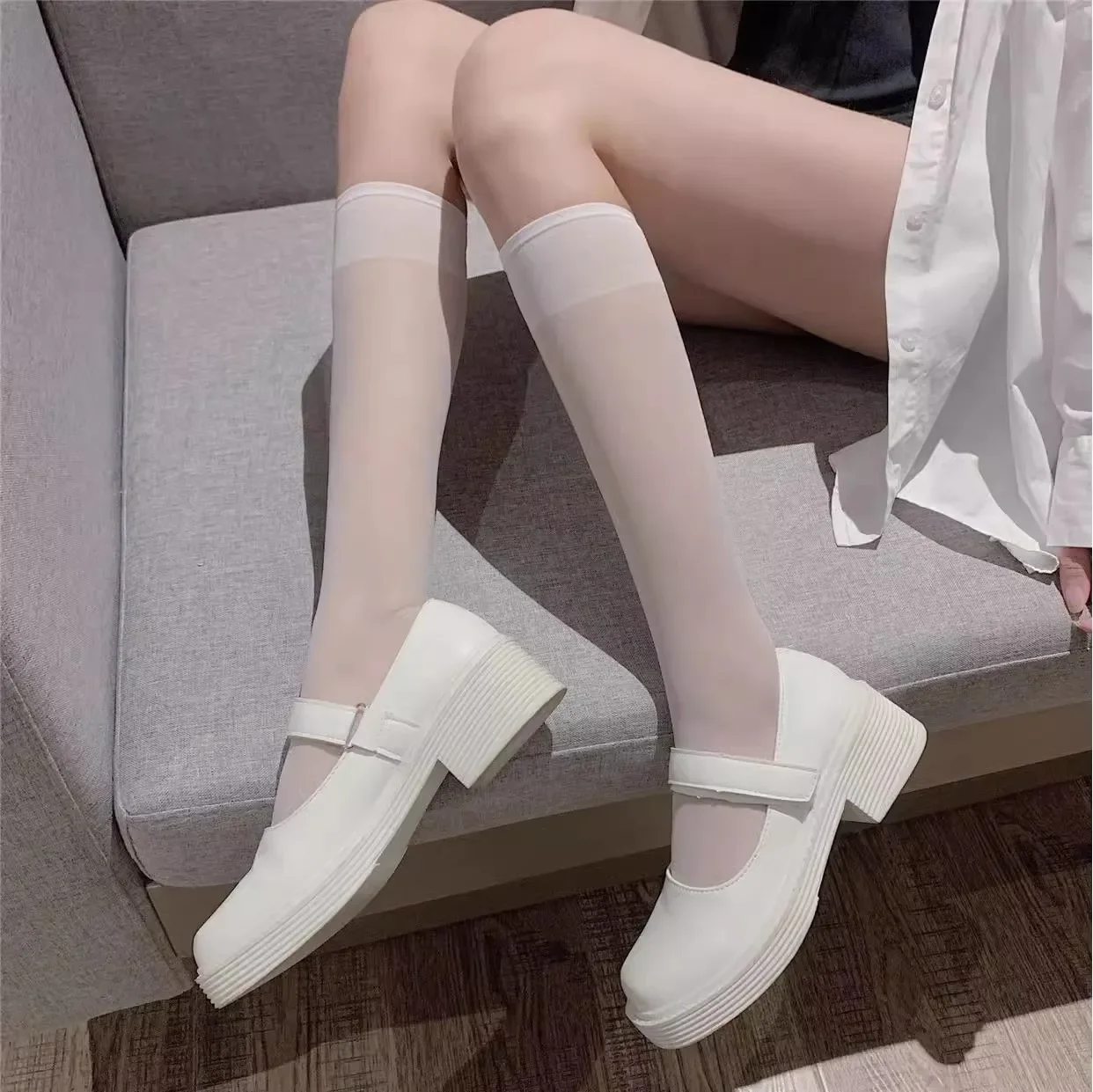 1/2pairs Sexy Lolita Socks JK Women Girls Socks Uniform See Through Summer Thin Long Socks Lolita Nylon Knee Lolita Stockings