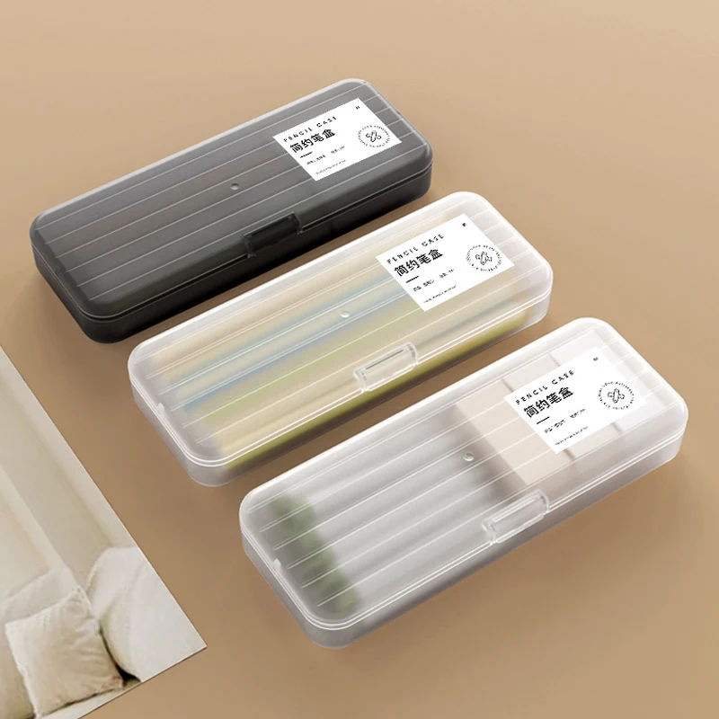 แฟชั่นดินสอกรณี Simple Matte กล่องโปร่งใสความจุสูงกล่องข้อมูลสาย Sorting กล่องอุปกรณ์สํานักงานโรงเรียน