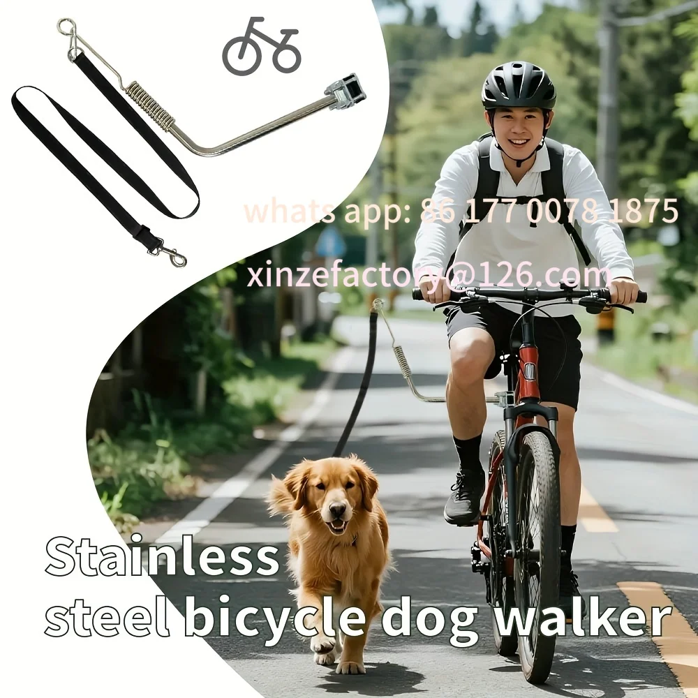 Customizable Dog Bike Leash Heavy Duty Bicycle Attachment with Quick Connect & Buffer Rope Fit Leash for Medium Large Dogs