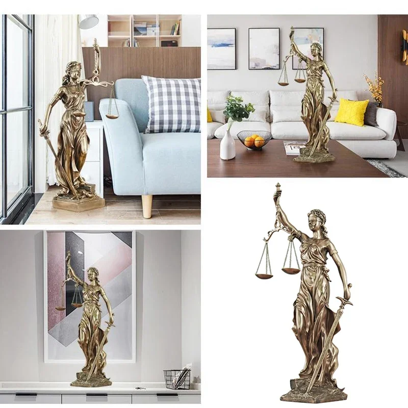 Imagem -03 - Justiça Justa Themis Estátuas Justiça Deusa Escultura Resina Artesanato Decoração para Casa Art Desktop Wine Cabinet Display Novo 1pc