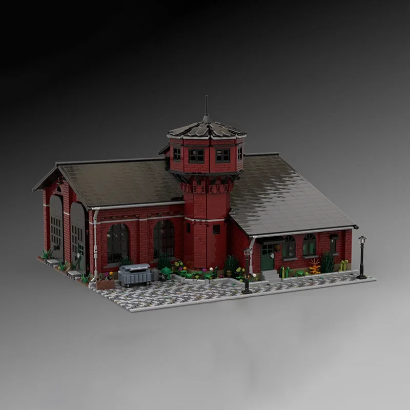 7180pcs MOC Historical Locomotive Shed Modularity Train Buildings Building Blocks Set Assembly Creativity Bricks Toy Present