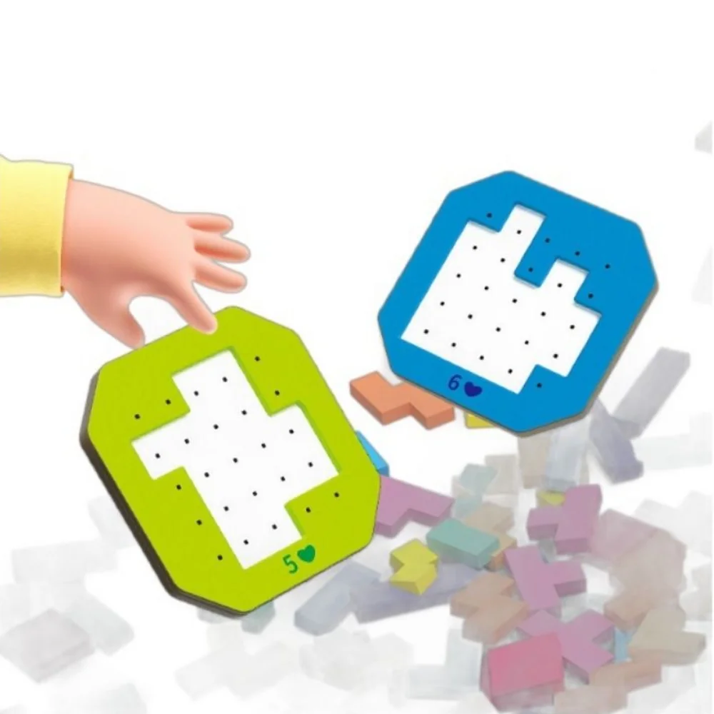 Logisches Denkspiel, Tangram-Puzzle, Geometrie, bunt, für zwei Personen, Schnellfix-Tangram-Puzzlespiel aus Holz