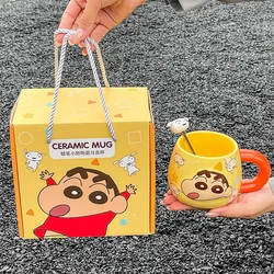 Cartoon Crayon Shin-Chan 460Ml Ceramic Mug Cute Office Drinking Cup Coffee Cup with Spoon Household Milk Cup