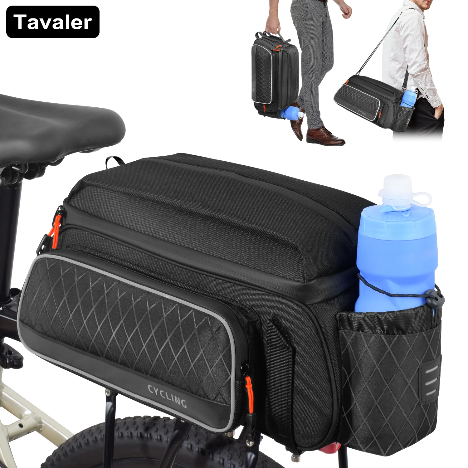 

Bicycle Backpack Hard Shell Large Capacity Shelf Tail Bag Mountain Bike Travel Storage Bag Waterproof Reflective Storage Bag
