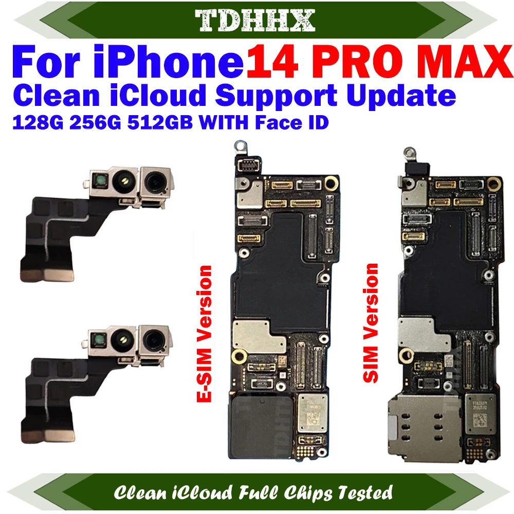 Full Working Motherboard For iPhone 14 Pro Max Clean iCloud Mainboard Support iOS Update Logic Board Plate E-SIM / SIM LL/A