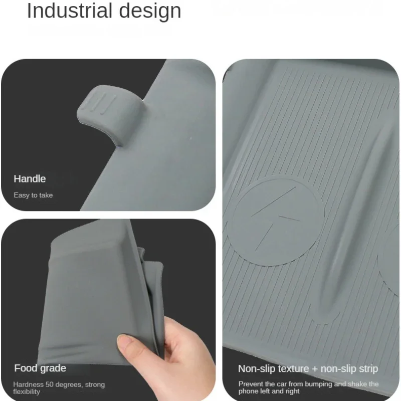 Per Tesla Nuovo Modello 3 Highland 2024 Silicone Tappetino di Ricarica Senza Fili Anti-Slip Del Telefono Mobile Anti-Skid Zerbino Accessori Per