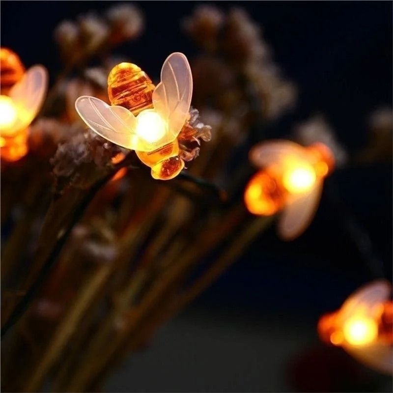 10 LED Honey Bee Led String Fairy Light Outdoor Garden Fence Patio Garland Lights Wall Decor Birthday Party DIY Decor