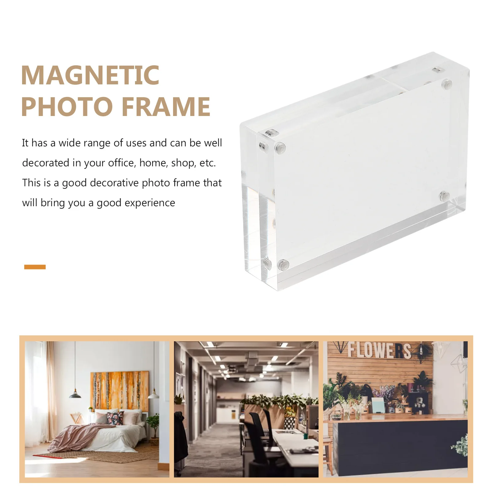 

2Pcs Magnetic Clear Photo Frames Simple Desktop Photo Holder Decorative Picture Frame Multipurpose