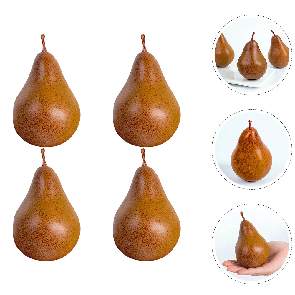 

4 Pcs Artificial Fruit Simulation Model Decorative Fake Pear Multi-function Foams Pretend Play Ornament Miniature