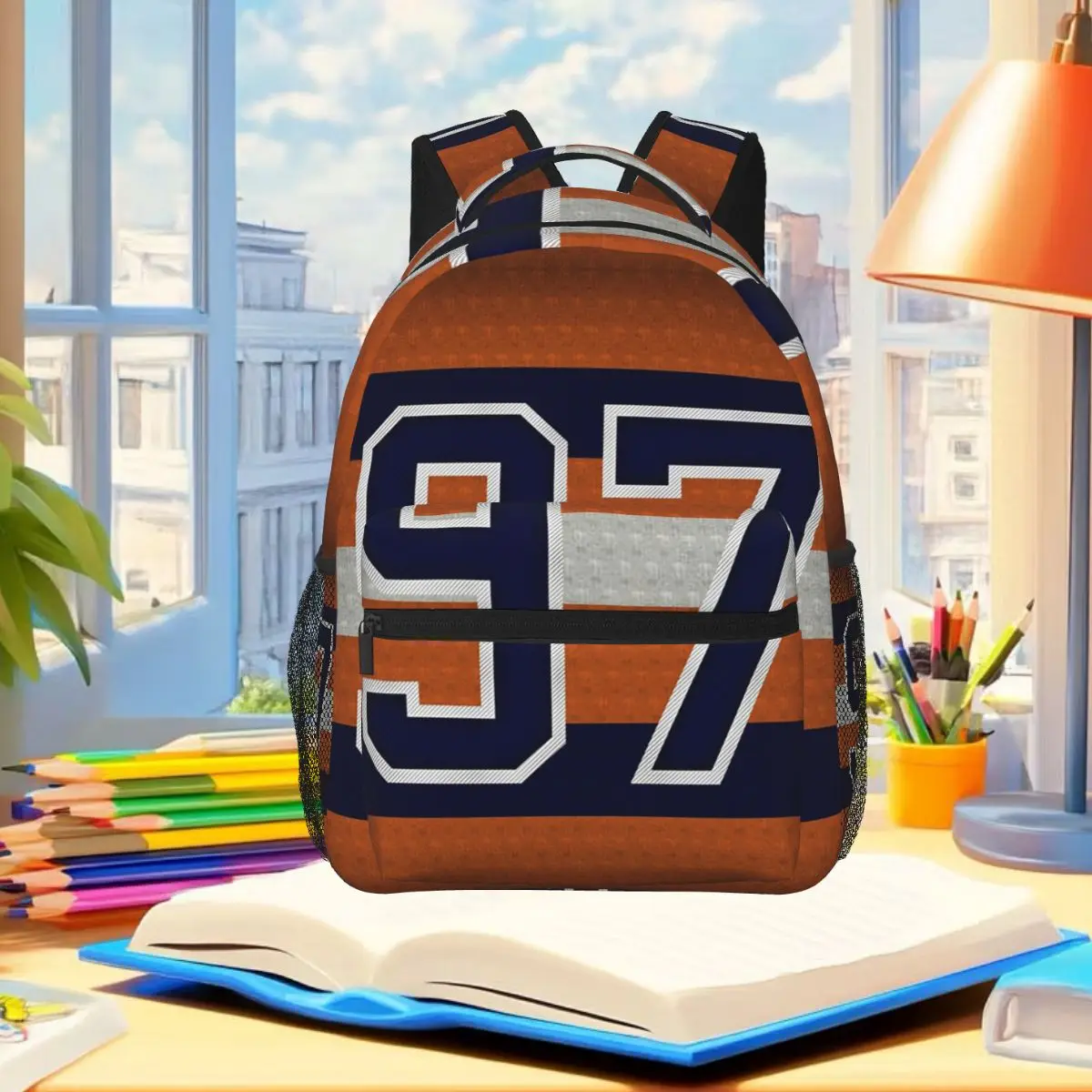 Connor McDavid 97 For Edmonton Oilers Fans Backpack Student Boys Girls BookBag School Bag Computer Shoulder Bags for Men Women