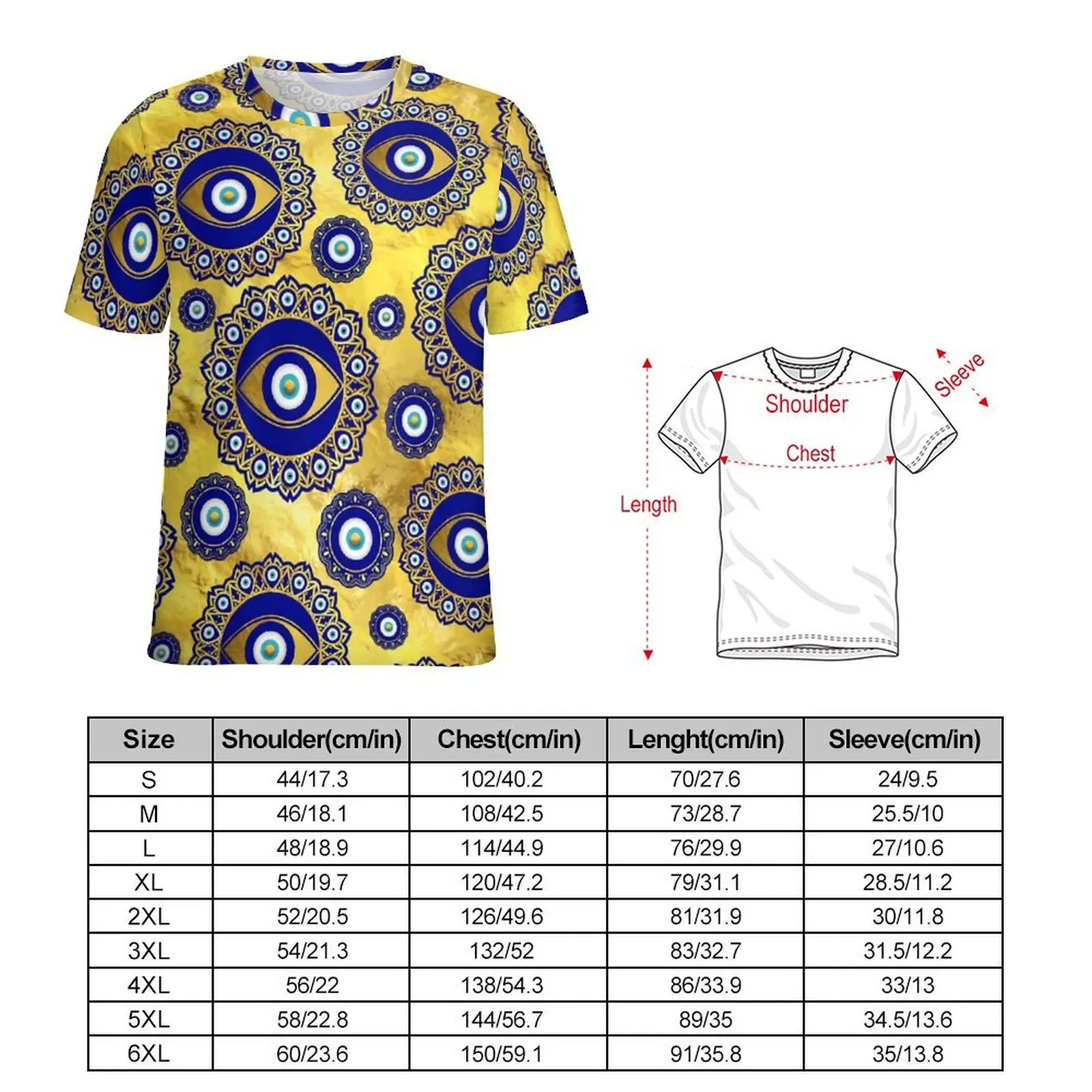 Evil Eye Charm T-Shirt Mati Mataki Print Retro T Shirts Male Funny Tshirt Premium Short Sleeve Printed Clothes Plus Size