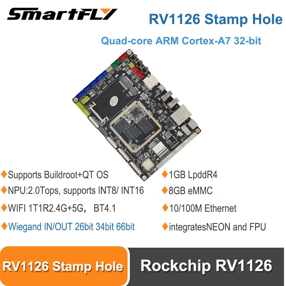 Thinkcore TC Rockchip RV1126/RV1109 Комплект для разработки отверстий для штампов Четырехъядерный ARM Cortex-A7 2-разрядный 2,0 топы NPU Поддержка Linux