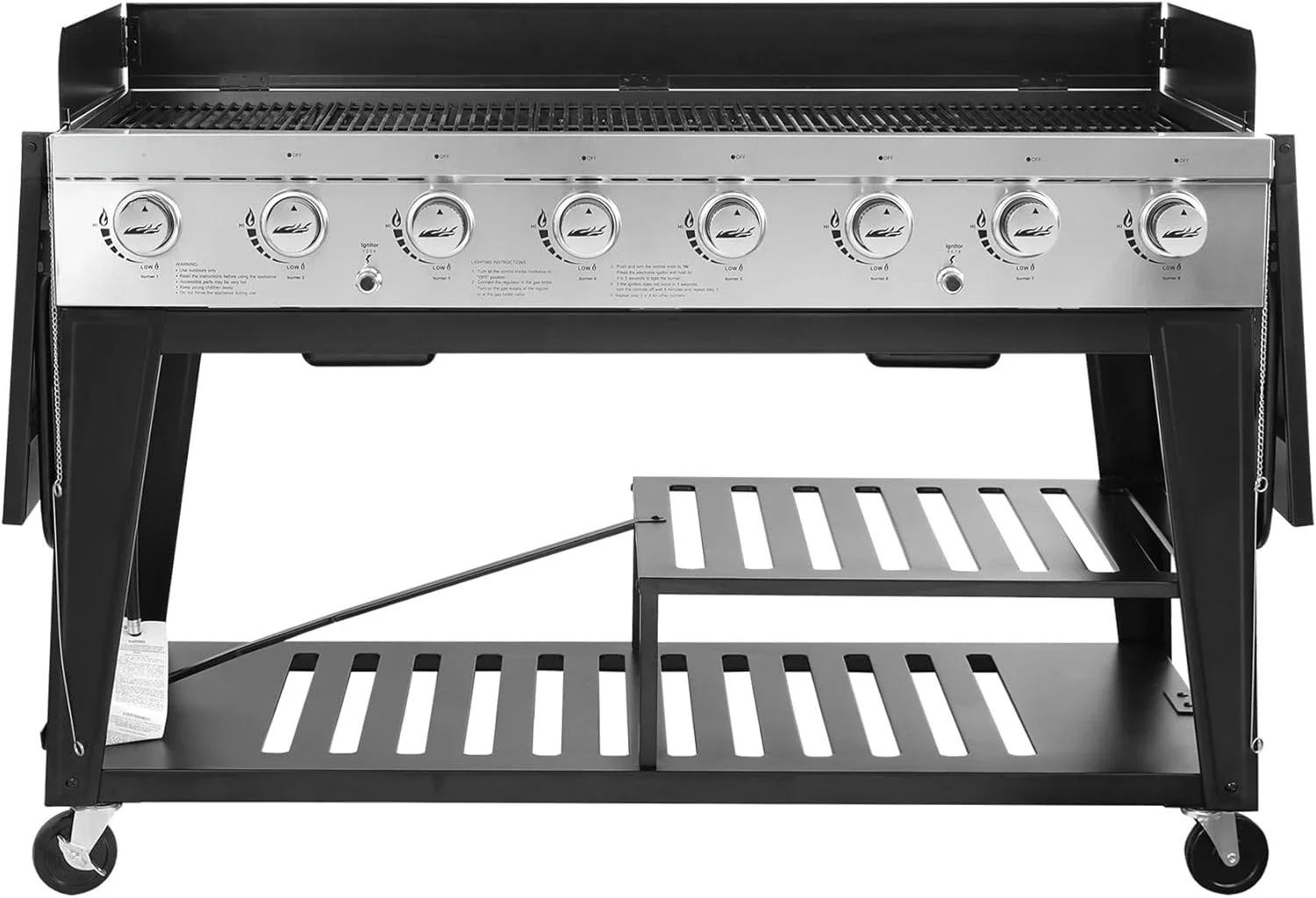 Event 8-Burner BBQ Propane Gas Grill with Cover, Picnic or Camping Outdoor