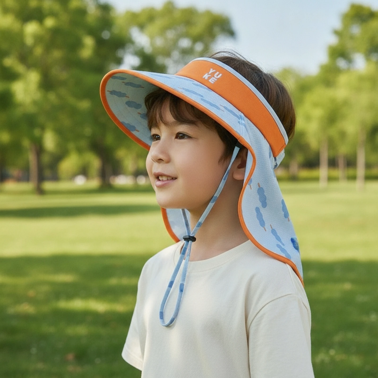 Sun Hat with Neck Flap Adjustable Open Open-Top Sun Hat Hat Visor with Neck Flap Breathable Quick-Drying for Children, Outdoor view 3
