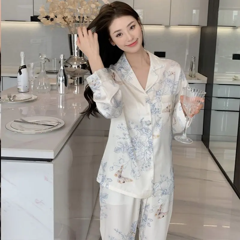 Modal Confinement Clothing Spring Women Thin Sweet Large Size Cardigan Sleepwear Suit Female Casual Loose Homewear Two-Piece Set