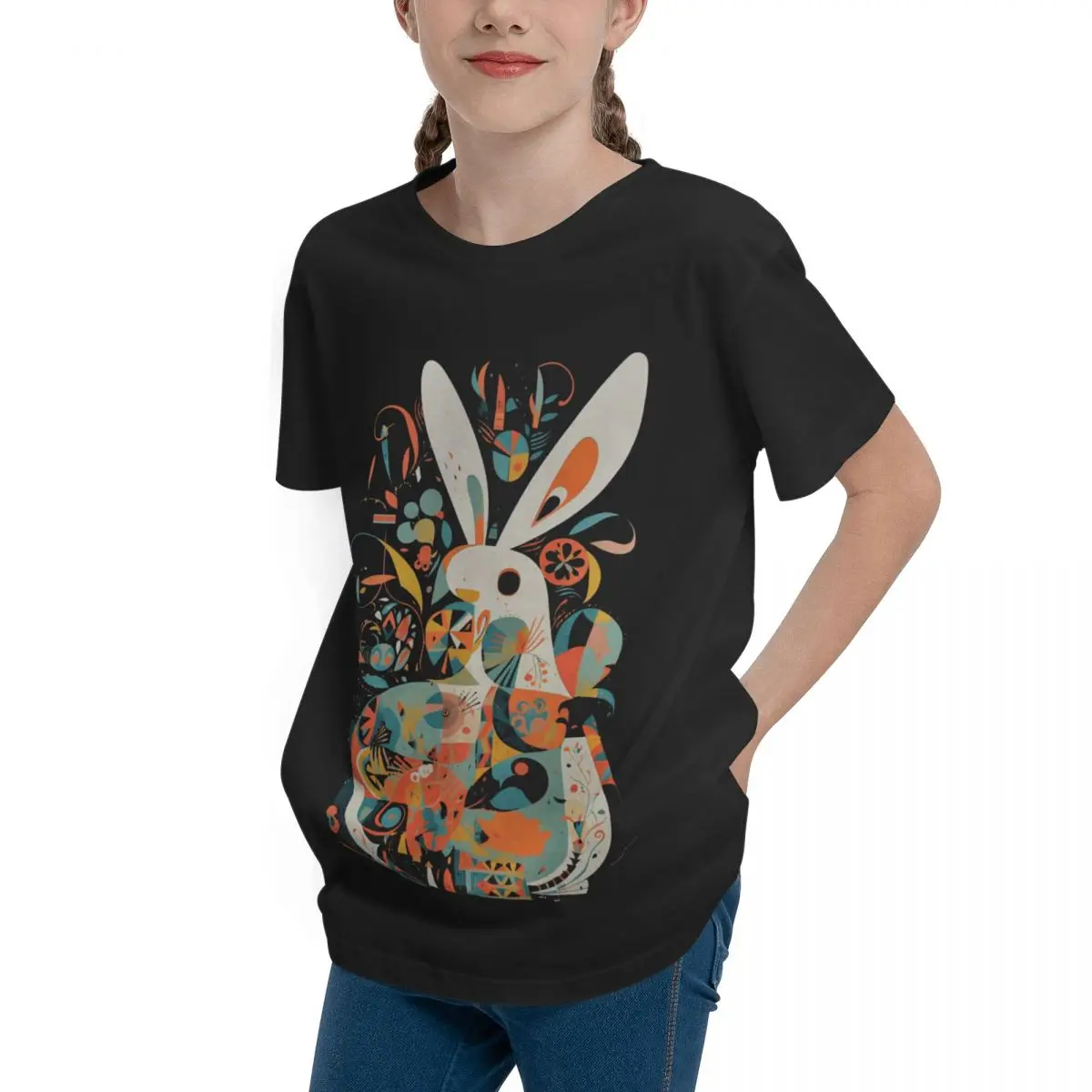 Mid Century Rabbits Women's Fitted High quality T-shirts Hot Sale Joke Leisure Fresh Teeanger T-Shirt