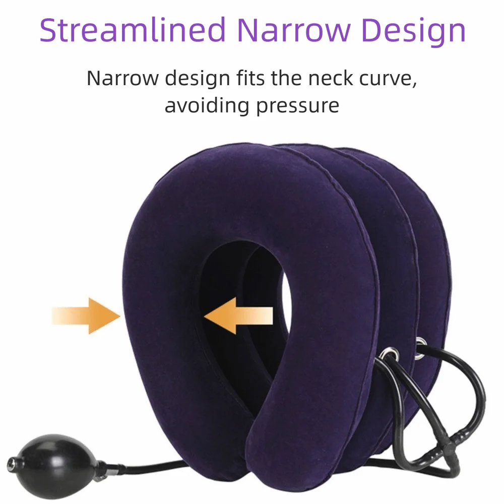 Adjustable Inflatable Neck Stretcher Foldable Anti-leakage Cervical Traction Device Comfortable 3-layer Neck Traction Pillow