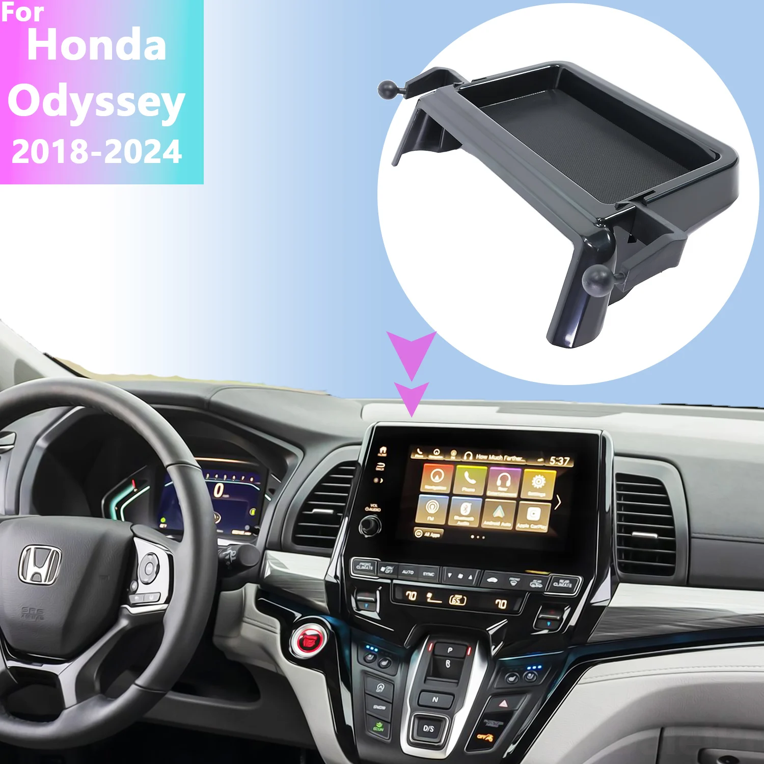 Multifunctional Storage Box With Car Phone Mounts Screen Fixed Base For Honda Odyssey 2018 2019 2020 2021-2023 2024 Accessories