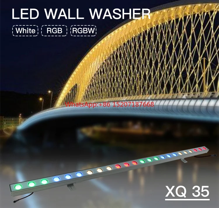 Aluminum Profile RGB LED Linear Wall Washer, Available in 24W and 36W, DMX 512 Controlled for Bridge Lighting Application