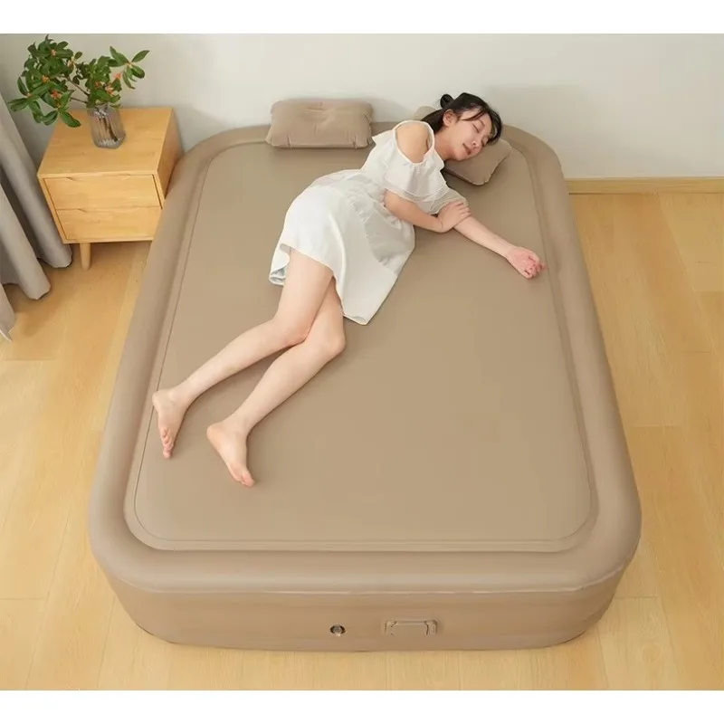 Super Hard Wiredrawing Laminating Fabric Automatic Inflatable Air Mattress Air Bed with Built-in Lithium Battery Pump